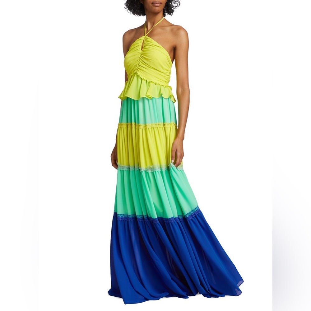 One33 Social Colorblocked Halter Maxi Dress